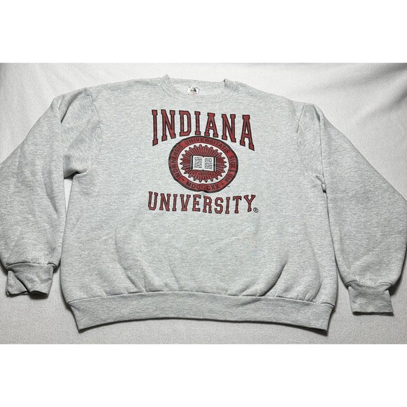Vintage Indiana University IU Hoosiers Sweatshirt Fruit Of Loom Made USA Size XL - Picture 1 of 9
